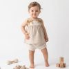 JKOO3 COTTON DRESS 2P BEIGE Baby Girls Ruffle Details & Pastel Bows Cotton Dress Set (6-24M)
