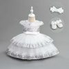 VH155 White Baby Girls Three Piece Sequin Party Dress with Headband & Shoes (6-24M)
