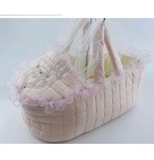 Baby Girls Quilted Princess Moses Basket