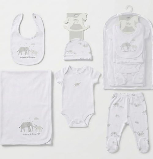 Baby 5 Piece 'Welcome To The World' Gift Set with Hat, Bib & Blanket Bib (NB-6M)