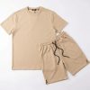beige 002 Boys Two Piece T Shirt & Shorts Set (2-14Y)