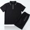 black 001 Boys Two Piece Zip Polo Shirt & Shorts Set (2-14Y)