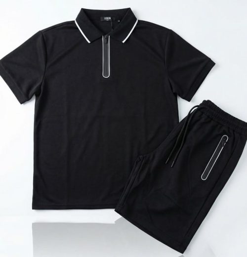 Boys Two Piece Zip Polo Shirt & Shorts Set (2-14Y)