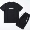 black 004 Boys Two Piece Zip T Shirt & Shorts Set (2-14Y)