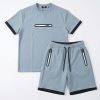 blue 004 Boys Two Piece Zip T Shirt & Shorts Set (2-14Y)