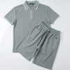 gray 001 Boys Two Piece Zip Polo Shirt & Shorts Set (2-14Y)