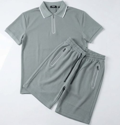 Boys Two Piece Zip Polo Shirt & Shorts Set (2-14Y)
