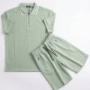 green 001 Boys Two Piece Zip Polo Shirt & Shorts Set (2-14Y)