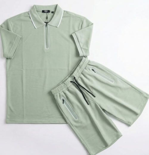 Boys Two Piece Zip Polo Shirt & Shorts Set (2-14Y)