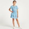 jk7 blue polka dot skirt Girls Two Piece Polka Dot Top with Layered Skirt Set (4-14Y)