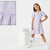 jk8 cotton stripes daimonties purple Girls White Stripes & Sparkling Embellishments Cotton Dress with Purse (4-14Y)
