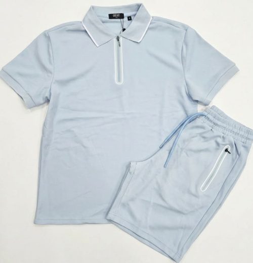 Boys Two Piece Zip Polo Shirt & Shorts Set (2-14Y)