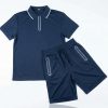 navy 001 Boys Two Piece Zip Polo Shirt & Shorts Set (2-14Y)