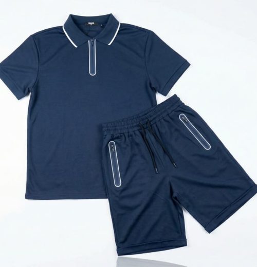 Boys Two Piece Zip Polo Shirt & Shorts Set (2-14Y)
