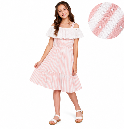 Girls Anglaise Lace Diamante Dress (4-14Y)
