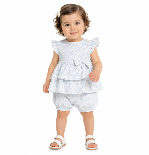 Baby Girls 2pc Floral Layered Dress & Bloomers Set (3-18m)