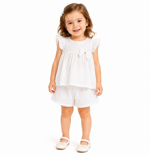 Baby Girls 2pc Spanish Anglaise Dress & Shorts Set (12-36m)