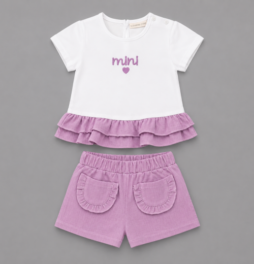 Baby Girls 2pc 'mini' Layered Top & Shorts Set (6-36m)