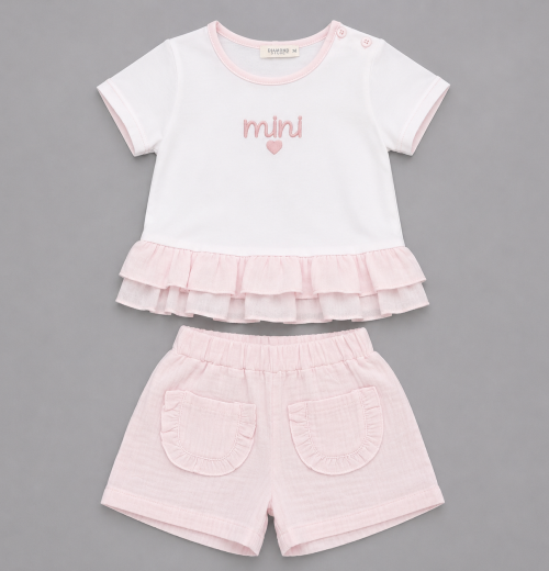 Baby Girls 2pc 'mini' Layered Top & Shorts Set (6-36m)