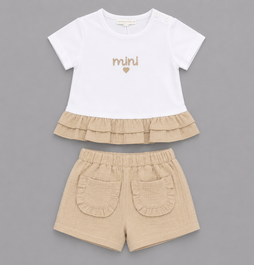 Baby Girls 2pc 'mini' Layered Top & Shorts Set (6-36m)