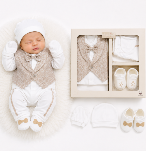 Baby Boys 7pc Gift Set with Shoes, Mittens & Hat (0-6m)