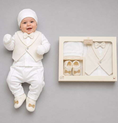 Baby Boys 7pc Gift Set with Shoes, Mittens & Hat (0-6m)