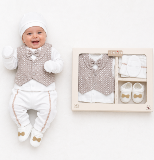 Baby Boys 7pc Gift Set with Shoes, Mittens & Hat (0-6m)