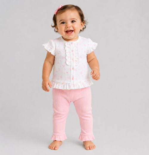 Baby Girls 2pc Heart Ruffle Top & Bottoms Set (3-18m)