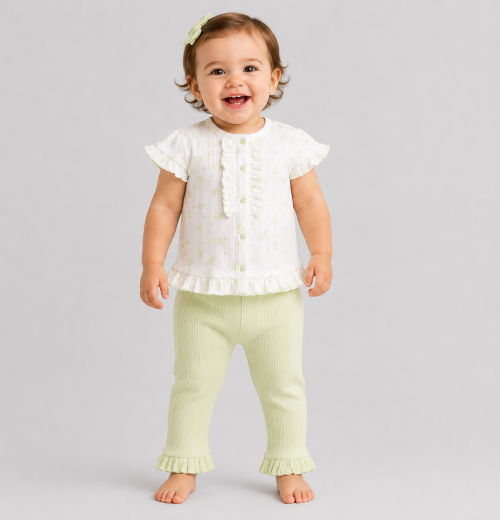 Baby Girls 2pc Heart Ruffle Top & Bottoms Set (3-18m)