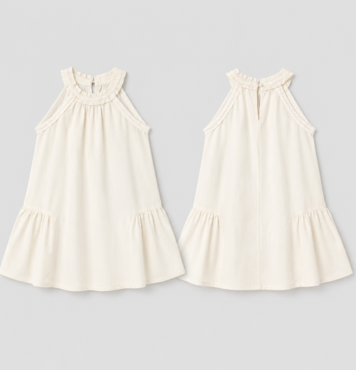 IMG 3690 Girls Lace Collar Sleeveless Cotton Dress (5-14Y)
