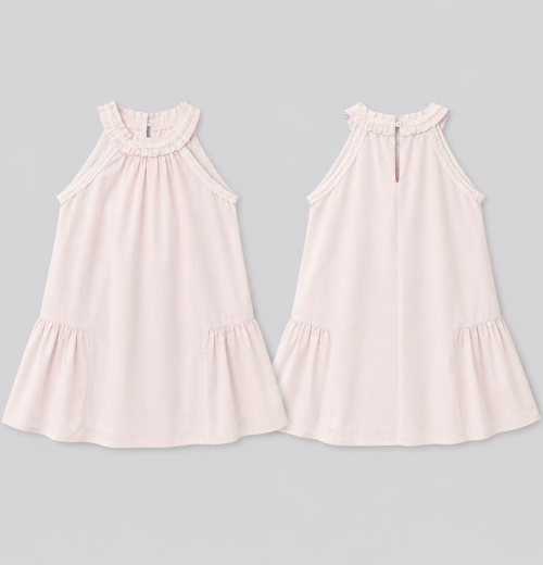 IMG 3694 Girls Lace Collar Sleeveless Cotton Dress (5-14Y)