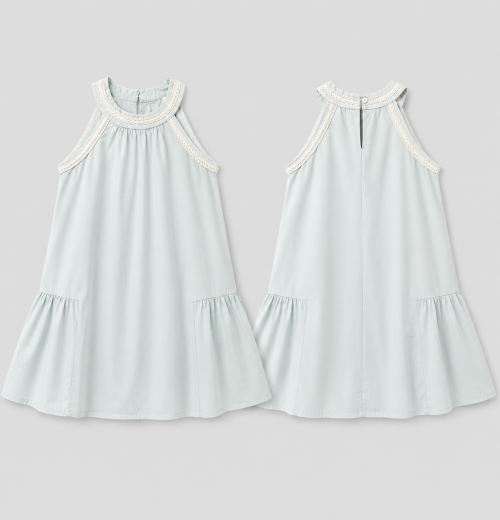 IMG 3696 Girls Lace Collar Sleeveless Cotton Dress (5-14Y)