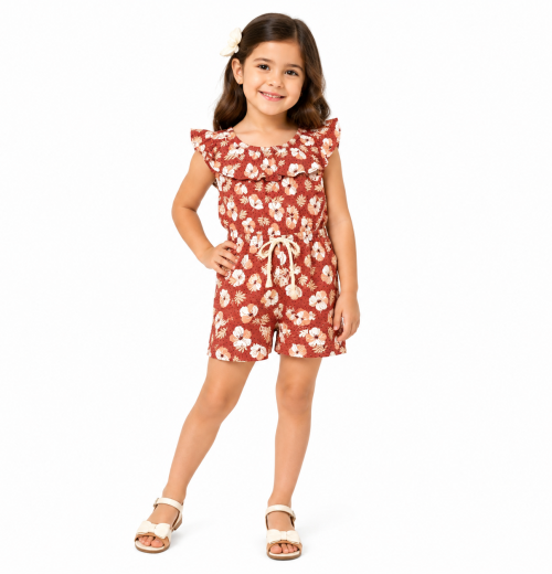 Girls Layered Floral Playsuit (3-6y)
