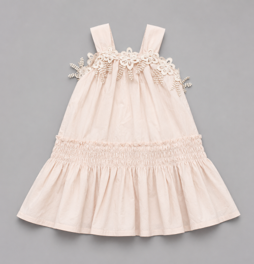 Girls Floral Lace Trim Cotton Dress (5-14Y)