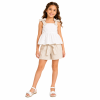 IMG 3806 Girls 2pc Anglaise Bow Top & Stripe Shorts Set (4-14Y)