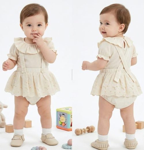 Baby Girls 2pc Ruffle Top & Suspender Bloomers Set (6m-24m)
