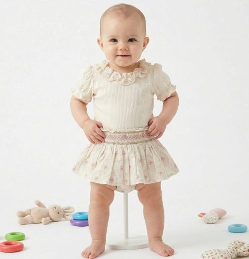 Baby Girls 2pc Lace Top & Floral Bloomers Set (6m-24m)