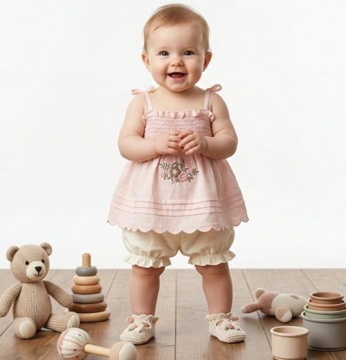 Baby Girls 2pc Floral Embroidered Set (6m-24m)