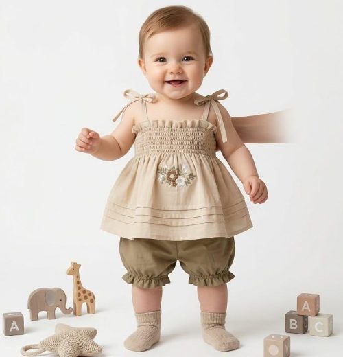 Baby Girls 2pc Floral Embroidered Set (6m-24m)
