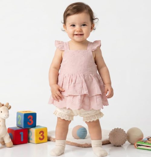 Baby Girls 2pc Spanish Layered Top & Bloomers Set (6m-24m)