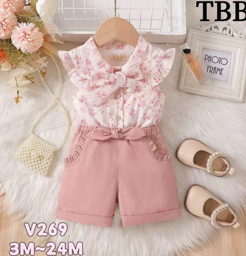 Baby Girls Floral Print Bow Play Suit (0-24M)