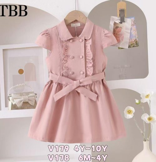 Baby Girls Ruffle Buttoned Belt Dress (4-10Y)
