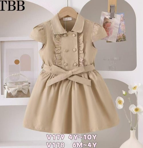 Baby Girls Ruffle Buttoned Belt Dress (4-10Y)