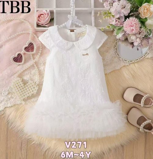 Girls Embroidered Lace Ruffle Dress (6M-4Y)