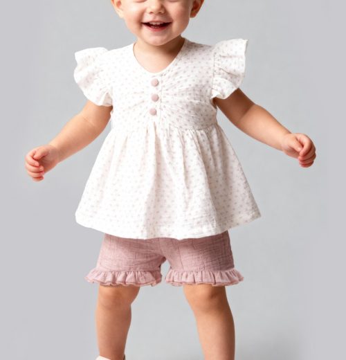 Baby Girls 2pc Polka Dot Ruffle Top & Shorts Set (9-24M)