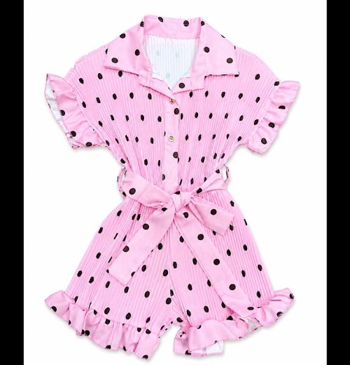 Girls Polka Dot Button Front Playsuit (4-14Y)