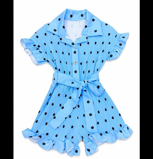 Girls Polka Dot Button Front Playsuit (4-14Y)