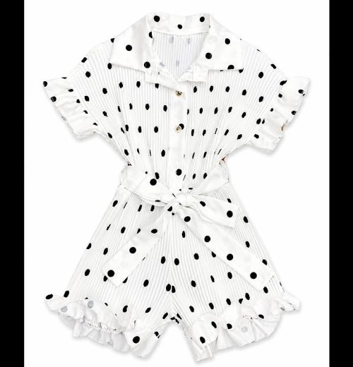 Girls Polka Dot Button Front Playsuit (4-14Y)