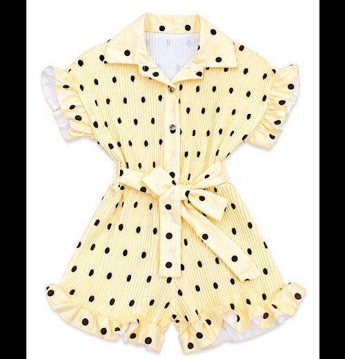 Girls Polka Dot Button Front Playsuit (4-14Y)