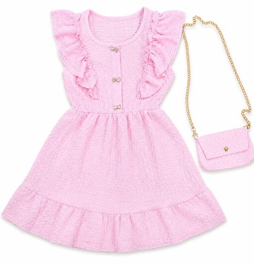 Girls Ruffle Bow Dress with Purse (2-12Y)